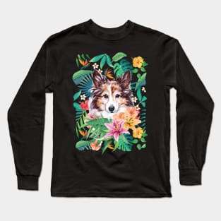 Tropical Sheltie Shetland Sheepdog Long Sleeve T-Shirt